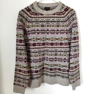 J. Crew Fair Isle Lambs Wool Crewneck Sweater SM 🐑